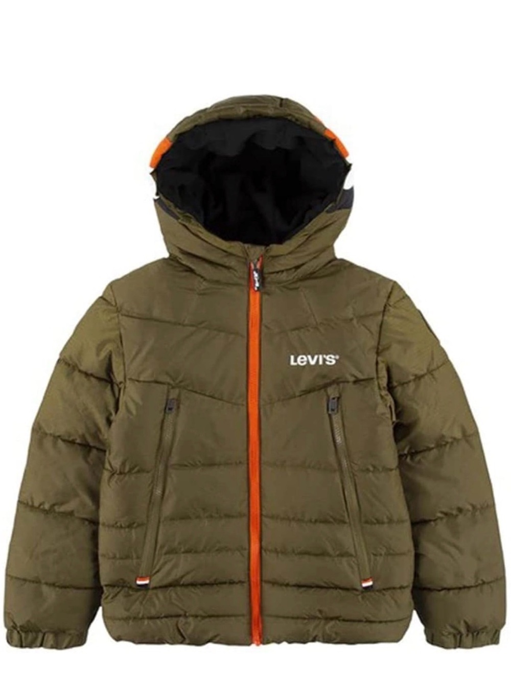 Levi's Olive & Orange Hooded Puffer Jacket